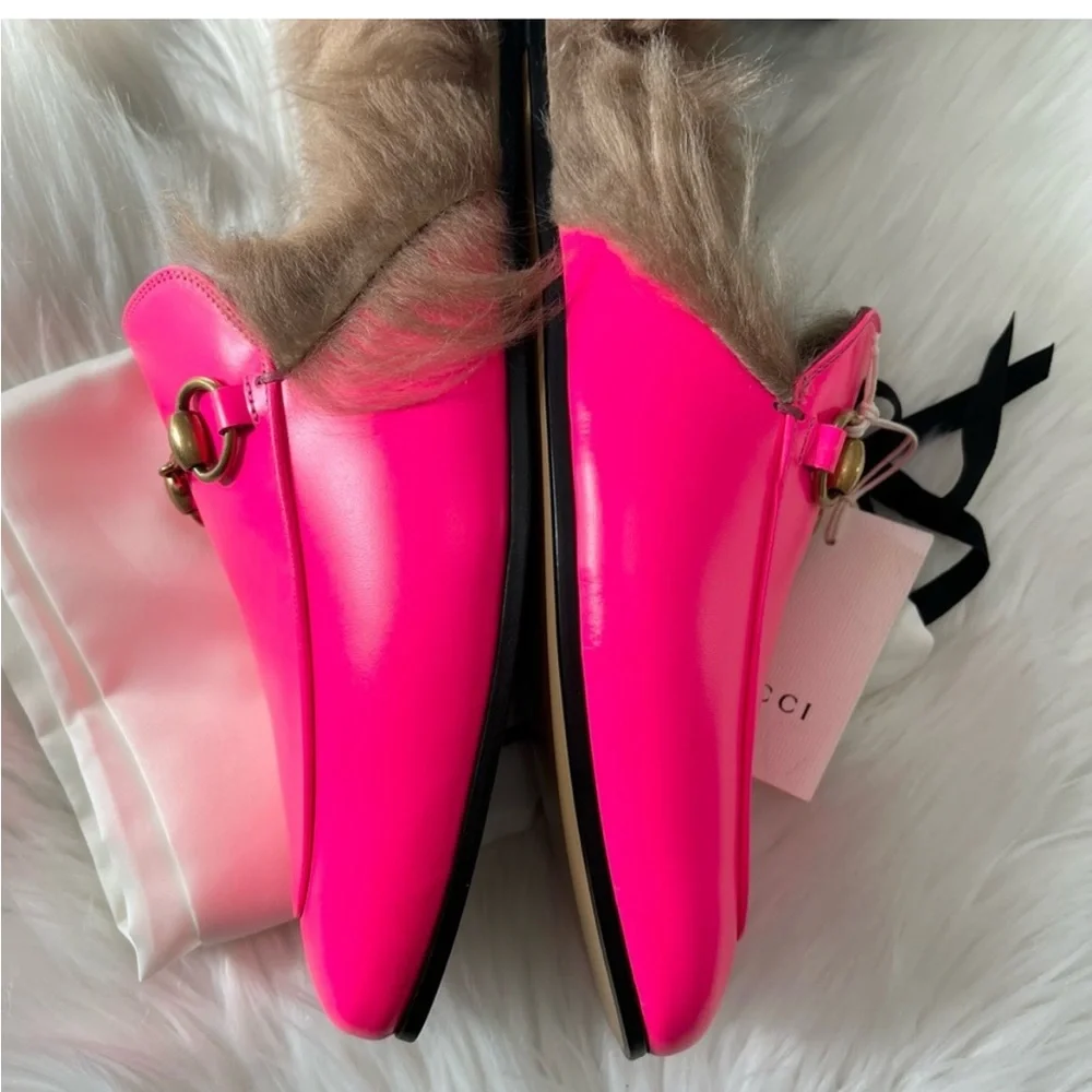 Gucci Neon pink Leather Princetown Mules - Picture 5 of 11